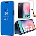 Miniatyrbild 1 av 4: Fodral för Samsung Galaxy A24 Mirror Effect Genomskinligt fönster förstärkt skydd Blå