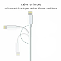 Miniatyrbild 2 av 4: KABEL FÖR IPHONE X 8 7 6 5 S SE PLUS IPOD IPAD FÖRSTÄRKAD USB-LADDARE VIT Nyhet