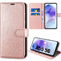 Miniatyrbild 1 av 4: Fodral för Samsung Galaxy A55 5G, PU-läderfodral, Stötsäkert skydd med korthållare och stativfunktion, Rosa Rosa