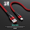 Miniatyrbild 3 av 4: USB-C Nylon Snabbladdningskabel för Samsung Galaxy A56 A55 A25 A15 A05s A35 A36 - Röd 1M Röd