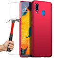 Miniatyrbild 1 av 4: Fodral för Samsung A20e (5,8") + 2 härdade glasögon Ryggskydd enkel ljus färg Röd Röd