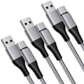 Miniatyrbild 1 av 4: Lot-3 USB-C Kabel 1M Snabbladdning 3A för Samsung Galaxy A05s A15 A16 A25 A35 A55 A56 - Grå Nylonflätad Grå