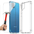 Miniatyrbild 1 av 4: Packfodral för Samsung M32 (6,4") och 2 härdade glasögon. Packfodral skydd 4 hörn förstärkt högresistens silikon Transparent