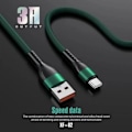 Miniatyrbild 3 av 4: 2x Snabb USB-C Nylonkabel 3A för Samsung Galaxy A26 A25 A15 A05s A35 A55 S24 Ultra S25 - Grön 1 Meter Grön