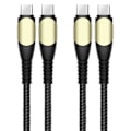Miniatyrbild 1 av 4: Paket med 2 Snabb USB-C till USB-C Kabel 60W för Samsung Galaxy A36 A33 A34 A32 A56 A54 A53 A52 4G-5G A52s - Robust Nylon 1M Svart Svart