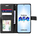 Miniatyrbild 3 av 4: BOOLING Plånboksfodral för Samsung A54 5G i svartbrunt syntetiskt läder med 2 härdade glasögon kastanj