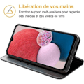 Miniatyrbild 4 av 4: Set med 2 härdade glasögon + fodral för Samsung A23 5G Integral Anti-Scratch Lädereffekt Svart Svart