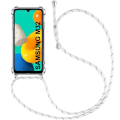 Miniatyrbild 1 av 3: Fodral för Samsung M32 (6,4") Mjukt förstärkt hörn Anti-skrapa Fin Transparent Inkluderad vit sladd Transparent-Vit