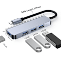 Miniatyrbild 2 av 4: Hub-adapter USB-C 4 i 1 - BOOLING - MacBook Air-Pro iMac - 1 USB 3.0 - 3 USB 2.0 - Aluminium grå
