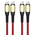 Miniatyrbild 1 av 4: 2 USB-C till USB-C Snabbladdningskabel 60W för Samsung Galaxy A36 A33 A34 A32 A54 A53 A52 4G-5G A52s - Nylon 1 Meter Röd Röd