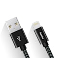 Miniatyrbild 2 av 4: iPhone-kablar Benks bärnstensfärgad nylonflätad 0,25 m 2A 8-stift till USB datasynkronisering metallkabel för Plus 7 iPhone 6 6s iPad Air Mini Svart