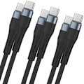 Miniatyrbild 1 av 4: 3x USB-C Snabbladdningskabel 60W för Redmi Note 14 Pro, Note 13, Note 12-11-11S, Redmi 14C, 13, 13C, A3 - Svart 1M Svart