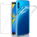 Miniatyrbild 1 av 4: Coque - Samsung - Galaxy A7 (2018) - Transparent silikon - Stötskydd - Härdat glasfilm Transparent