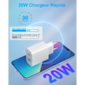 Miniatyrbild 2 av 4: USB C snabbladdare 20 W nät 2 portar PD / QC3 för iPhone, Samsung Galaxy, Xiaomi, Huawei