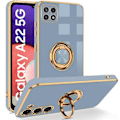 Miniatyrbild 1 av 4: Mobilskal - Samsung - Galaxy A22 5G - Blå - Silikon - Rotarbart Ringstöd 360° Blå