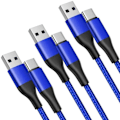 Miniatyrbild 1 av 4: 3-pack USB-C nylon snabbladdningskablar för Samsung Galaxy A26 A25 A15 A05s A35 A55 A56 - Blå 1M Blå