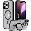 Miniatyrbild 1 av 4: Skyddsfodral för iPhone 16 Pro - BOOLING - Svart - Hårt - Inbyggt magnetstöd - Genomskinligt Svart