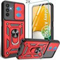 Miniatyrbild 1 av 4: Skyddsfodral för Samsung Galaxy A13 5G - BOOLING - Röd - Stötsäker - 2 härdade glasögon Röd
