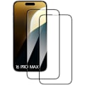 Miniatyrbild 1 av 4: Skyddsfilm i härdat glas - BOOLING - iPhone 16 Pro Max - Pack av 2 - Hårdhet 9H - Svart kant Transparent med svart kant