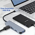 Miniatyrbild 4 av 4: Hub-adapter USB-C 4 i 1 - BOOLING - MacBook Air-Pro iMac - 1 USB 3.0 - 3 USB 2.0 - Aluminium grå
