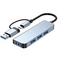 Miniatyrbild 1 av 4: 4 i 1 USB-C-adapter - BOOLING - Hub Dockstation - Aluminium - 1 USB 3.0 - 3 USB 2.0