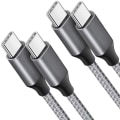 Miniatyrbild 1 av 4: 2x USB-C till USB-C Snabbladdningskabel 3A för Samsung S25 S24 S22 S23 Ultra S22 Plus S21 S21 Ultra S20 FE - Förstärkt Nylon Grå 1M Grå
