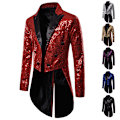 Pikkukuva 1 / 2: Miesten Kiiltävä Sekvenssit ja Glitterillä Koristeltu Blazer Takki Miesten Yökerho Prom Puku Blazer Puku Homme Laulajat Lavavaatteet Smoking Uusi Red S