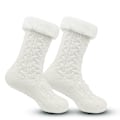 Miniatyrbilde 2 av 8: Herre Fuzzy Slipper Sokker Vinter Koselig Fluffy Hytte Varm Myk Fleece Fôr Tykk Komfortabel Strikket Sklisikker Jul Hjemmesokker Vit
