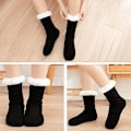Miniatyrbillede 5 af 8: Herre Fuzzy Slipper Sokker Vinter Hyggelige Fluffy Hytte Varme Bløde Fleece Foring Tykke Komfortable Strikkede Skridsikre Jule Hjemmesokker Marinblå