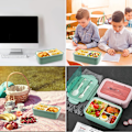 Miniatyrbilde 8 av 8: Lunsjboks med 3 rom og skje og gaffel 1400 ml, BPA-fri lunsjboks, lekkasjesikker, mikrobølgeovn- og oppvaskmaskinsikker Kaki