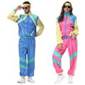 Miniatyrbillede 1 af 4: Retro Disco Herre Dame 70'er 80'er Outfit Træningsdragt Joggingdragt Udklædning Kostume