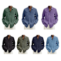 Miniatyrbillede 5 af 5: Herre Linned Langærmet Regular-Fit Skjorte Fiske T-shirts Linned Casual Ensfarvet Button-Down Strand Yoga Casual Sommerskjorter