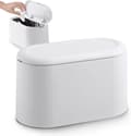Small (White) Tabletop Trash Can with Push-Button Lid for Office