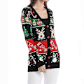 Miniatyrbillede 2 af 5: Juletrøje til kvinder Åben Front Leopard Strikket Cardigan Trøjer Lommer Langærmet Overtøj