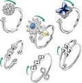 6-pack Fidget Anxiety Rings Adjustable Ring Set Adjustable Rings Fidget Rings Women's Bead Band, Stackable
