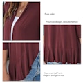Miniatyrbillede 3 af 5: Cardigan toppe ensfarvet trekvartærme Falbala asymmetrisk kant casual cardigan overfrakke til kvinder sort s