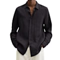 Miniatyrbillede 1 af 5: Herre Linned Langærmet Regular-Fit Skjorte Fiske T-shirts Linned Casual Ensfarvet Button-Down Strand Yoga Casual Sommerskjorter