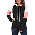 Miniatyrbillede 2 af 4: Dame Color Block Hættetrøjer Sweatshirts Langærmet Sweatshirt Pullover Black *L