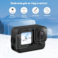 Pikkukuva 4 / 7: Silikonikotelo ja näytönsuojasarja GoPro Hero 12/11/10/9 mustalle, sisältää silikonikotelon, 6 karkaistua lasista näytönsuojaa ja 2 linssinsuojaa