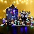 Miniatyrbillede 1 af 5: Snöflinga LED Lys Kæde Guirlande Glædelig Juledekoration Til Hjemmet Julemandsgaver Navidad 2023 Godt Nytår 2024