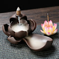 Miniatyrbild 4 av 5: Elegant Lotus Rökelsebrännare Vattenfall Rökelsehållare Keramik Censer Hantverk Aromaterapi för H