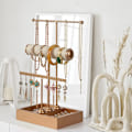 Miniatyrbillede 4 af 5: T-formet smykkesta stand ringopbevaringsskab displaystand Black