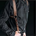 Miniatyrbild 1 av 4: Justerbart Män PU Läder Ryggbälte Kropp Bröstsele Suspenderbälte (1 st, brun)