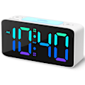 Miniatyrbild 1 av 9: Superhögt Alarmklocka för Tunga Sov-personer Vuxna, Digital Klocka med 7 Färgade Nattlampor, Justerbar Volym, Dimmer, USB-laddare Vit