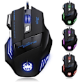 Miniatyrbillede 1 af 6: Kablet Gaming Mus ZELOTES Professionel LED Optisk 7200 DPI 7-Knaps USB Gaming Mus med Justerbar DPI Skift 7200/3200/2400/1600/1000 DPI