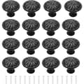 16 Pcs Black Door Knobs Kitchen Cabinet Handles Furniture Knobs with Screws for Dresser Cabinet Kitchen