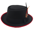 Miniatyrbilde 1 av 2: Hatt i Churchill-stil med sløyfe, bånd, fjær - britisk gentleman jazzhatt C