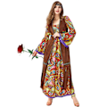 Miniatyrbillede 1 af 4: 60'erne 70'erne Hippie Kostume Sæt med Hippie Tilbehør, Retro Hippie Tøj 2XL