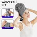 Miniatyrbilde 4 av 7: Stort mikrofiberhåndkle for kvinner, anti-frizz håndkle med elastisk bånd | Superabsorberende | Speed ​​Towel Gray