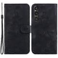 For Sony Xperia 1 V Wallet Case with Stand, Embossed Lily Flower Pattern, Shockproof PU Leather Case (Style A)